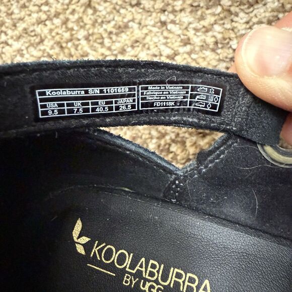 Koolaburra Suede Block Heel Shootie Sandal Kaiah Black Womens Size 9.5 M - Picture 8 of 10